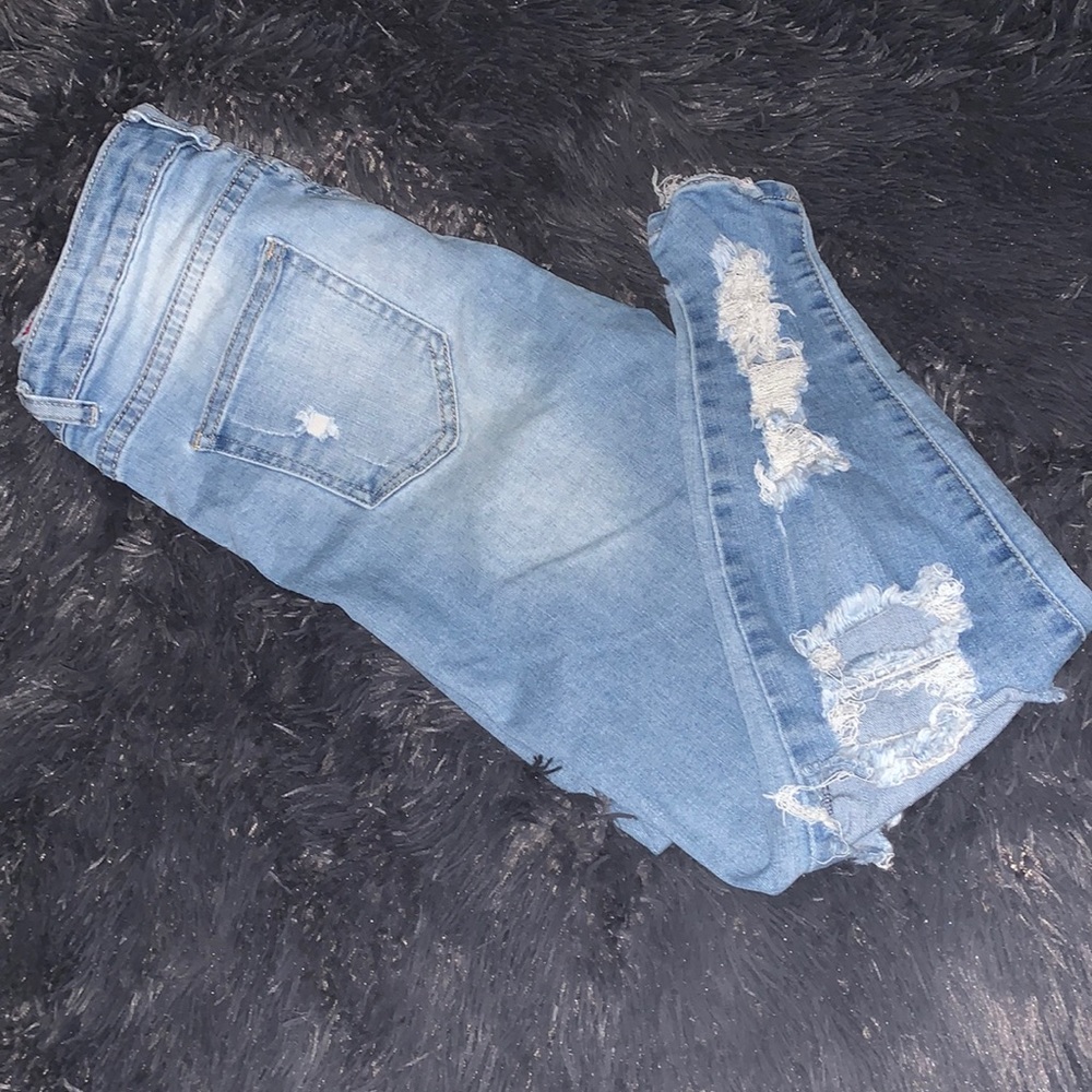 Light wash distressed jeans